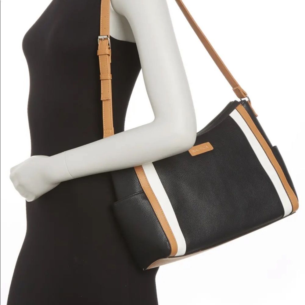 Nautica Side Swiped Hobo Bag In P08-black